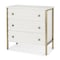 Homeroots 32in White and Gold Wood and Metal Carved Geometric Accent Cabinet With Three Drawers 611039 - alternate 1