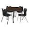 Regency Round Kee Mobile Adjustable Classroom Table W/ 4 Andy Chairs, 48 in W, 48 in L, Neo Walnut TB48RNDNWAPCBK40BK - alternate 1