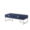 Homeroots 46" Navy Blue And Silver Metallic Stainless Steel Coffee Table With Two Drawers 543873 - alternate 5