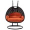Leisuremod Mendoza Charcoal Wicker Hanging 2 person Egg Swing Chair with Orange Cushions MSCCH-53OR - alternate 7
