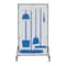 5S Supplies Housekeeping Shadow Board Broom Station V2, Gray / Blue Shadows, Kit + Stand, No Text HSB-V2-GRAY/BLUE-KIT-STAND-NO TEXT - alternate 1