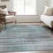 Homeroots 10' X 14' Teal Blue Gray And Charcoal Striped Washable Indoor Outdoor Area Rug 588075 - alternate 7