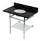 Kingston Brass 36-Inch Black Granite Console Sink with Brass Legs and Shelf, 8-Inch, 3-Hole KVPK3630KBB1 - alternate 1