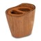 Homeroots Natural Brown Solid Teak Oval Toothbrush Holder 475839 - alternate 1