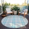 Homeroots 8' Aqua And Gray Round Plaid Washable Indoor Outdoor Area Rug 601316 - alternate 6