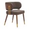 Homeroots Brown and Walnut Upholstered Faux Leather Curved Back Dining Arm Chair 564981 - alternate 5