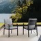 Armen Living Crown Black Aluminum and Teak Outdoor Dining Chair with Dark Gray Fabric - Set of 2 LCCRCHBL - alternate 7