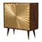 Homeroots 32in Chestnut and Gold Solid Wood Textured Door Accent Cabinet With Two Doors 654281 - alternate 4