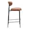Homeroots Set of Two 29" Brown and Black Faux Leather and Steel Low Back Bar Height Bar Chairs, 2PK 564994 - alternate 4