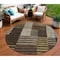 Homeroots 8' Chocolate Ivory And Gold Round Striped Washable Indoor Outdoor Area Rug 613159 - alternate 1