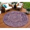 Homeroots 8' Eggplant Round Medallion Washable Indoor Outdoor Area Rug 608012 - alternate 1