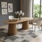Homeroots 86" Natural Solid Wood Pedestal Base Oval Dining Table 720707 - alternate 5