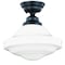 Vaxcel VAXCEL Huntley 12-in W Bronze Farmhouse Schoolhouse Semi Flush Mount Ceiling Light White Glass C0178 - alternate 1