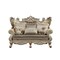 Homeroots 72in Cream And Platinum Damask Chesterfield Loveseat and Toss Pillows 348223 - alternate 1