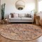 Homeroots 8' Terra Cotta And Charcoal Round Damask Washable Indoor Outdoor Area Rug 603391 - alternate 8
