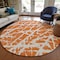 Homeroots 8' Round Orange and White Round Abstract Washable Non Skid Indoor Outdoor Area Rug 559285 - alternate 9