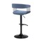 Armen Living Calista Adjustable Bar Stool in Blue Fabric with Black Metal LCCABABLKBLU - alternate 6