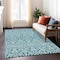 Homeroots 9' X 12' Teal Blue And Ivory Damask Washable Indoor Outdoor Area Rug 595197 - alternate 7