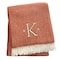 Homeroots 55" X 70" Terra Cotta White Herringbone Cotton Blend K Initial Throw Blanket w/ Tassels Embroidery 680600 - alternate 4