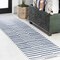 Jonathan Y Sukie Modern Offset Stripe Ivory/Blue 2 ft. x 10 ft. Indoor/Outdoor Runner Rug SMB133C-210 - alternate 1