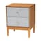 Baxton Studio Taylin Mid-Century Grey Corduroy and Oak Brown Wood 2-Drawer Nightstand 257-14145-ZORO - alternate 1