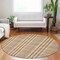 Homeroots 8' Brown Beige And Beige Round Plaid Washable Indoor Outdoor Area Rug 601502 - alternate 7