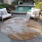 Homeroots 8' Terra Cotta Gray And Silver Round Abstract Washable Indoor Outdoor Area Rug 582184 - alternate 7