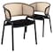Leisuremod Ervilla Dining Chair with Stainless Steel Legs Velvet Seat and Wicker Back, Black, 2PK EC20BL2 - alternate 1