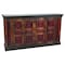 Homeroots 80in Brown And Red Distressed Solid Wood Carved Floral Buffet Table with Four Doors 488613 - alternate 1