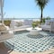 Homeroots 8' Teal Blue And Ivory Round Geometric Washable Indoor Outdoor Area Rug 583320 - alternate 8