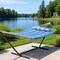 Homeroots Light Blue And Dark Blue Striped Double Hammock 643967 - alternate 5
