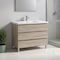 Homeroots 40" Natural Wood Freestanding Bathroom Vanity With White Sink And Three Drawers 624158 - alternate 3