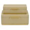 Homeroots Set of Two Taupe And Gold Nesting Decorative Storage Boxes With Lids, 2PK 712918 - alternate 7