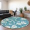 Homeroots 8' Turquoise Ivory And Gray Round Floral Washable Indoor Outdoor Area Rug 599930 - alternate 3