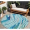 Homeroots 8' Blue Pink And Green Round Abstract Washable Indoor Outdoor Area Rug 600224 - alternate 1