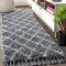 Jonathan Y Mercer Shag Plush Tassel Moroccan Geometric Trellis Denim Blue/Cream 2 ft. x 8 ft. Runner Rug MCR104A-28 - alternate 1