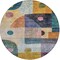 Homeroots 8' Green Purple And Blue Round Geometric Washable Indoor Outdoor Area Rug 604410 - alternate 8