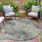 Homeroots 8' Pewter Charcoal And Gold Round Abstract Washable Indoor Outdoor Area Rug 630881 - alternate 7