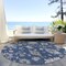 Homeroots 8' Navy Blue Beige And Gray Round Floral Washable Indoor Outdoor Area Rug 606166 - alternate 6
