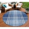 Homeroots 8' Navy Blue Black And Ivory Round Plaid Washable Indoor Outdoor Area Rug 596347 - alternate 1