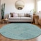 Homeroots 8' Teal Blue And Ivory Round Geometric Washable Indoor Outdoor Area Rug 600782 - alternate 7