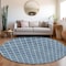 Homeroots 8' Denim Blue And Ivory Round Geometric Washable Indoor Outdoor Area Rug 596095 - alternate 3
