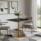 Homeroots 36" Black and Gold Faux Marble and Steel Pedestal Base Square Dining Table 720928 - alternate 6