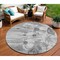 Homeroots 8' Gray Charcoal And Silver Round Floral Washable Indoor Outdoor Area Rug 582754 - alternate 1