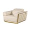 Homeroots 47" Beige and Gold Italian Leather Club Chair 551604 - alternate 6