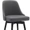 Homeroots 30" Gray and Black Faux Leather with Solid Wood Swivel Bar Height Bar Chair 534482 - alternate 6