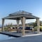 Sunjoy Kingston 16x12 Gazebo, Steel & PC Roof Hardtop Gazebo, Curtain and Netting, Woodgrain Aluminum Posts A10204388000 - alternate 1