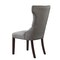Homeroots Set of Two Tufted Light Gray and Espresso Linen Wing Back Dining Side Chairs 543543 - alternate 7