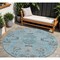 Homeroots 8' Sky Blue Gray And Charcoal Round Floral Washable Indoor Outdoor Area Rug 605487 - alternate 1
