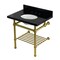 Kingston Brass 30-Inch Black Granite Console Sink with Brass Legs and Shelf, 8-Inch, 3-Hole KVPK3030KBB7 - alternate 1